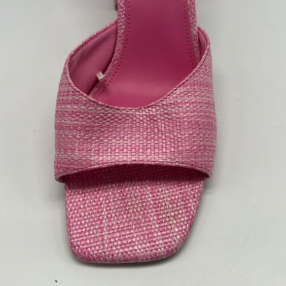 H&M - Pink Open Toe Straw Like Lightweight Slip On Heeled Sandal Size 40 - Picture 10 of 14